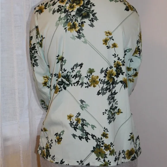 Vtg 1970s Mr. Jan Teal Green Floral Polyester Long Sleeve Disco Shirt Men’s L - Picture 3 of 10